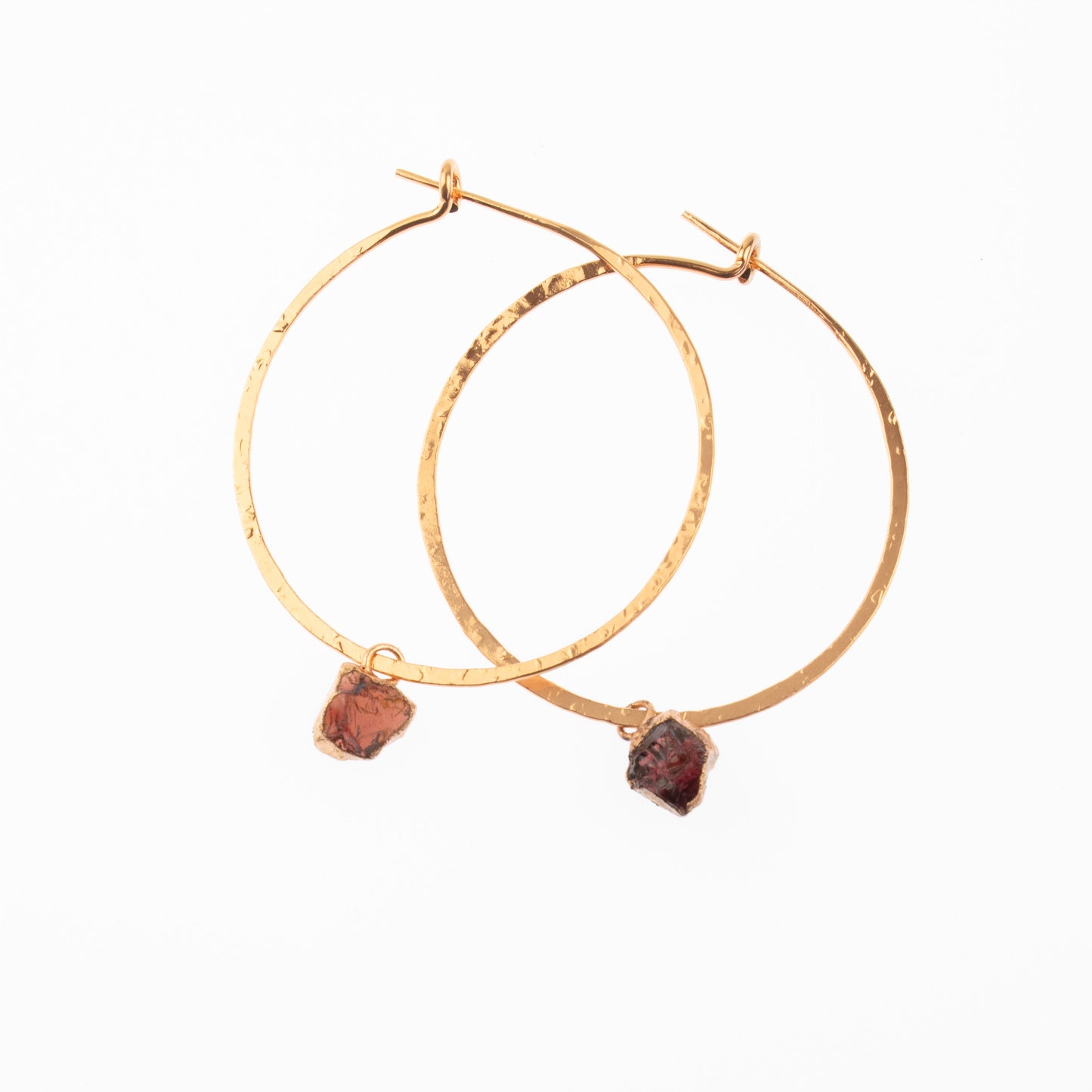 Large Red Garnet Hoops