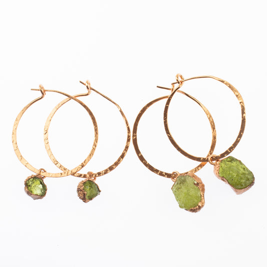 Medium Green Garnet Hoops