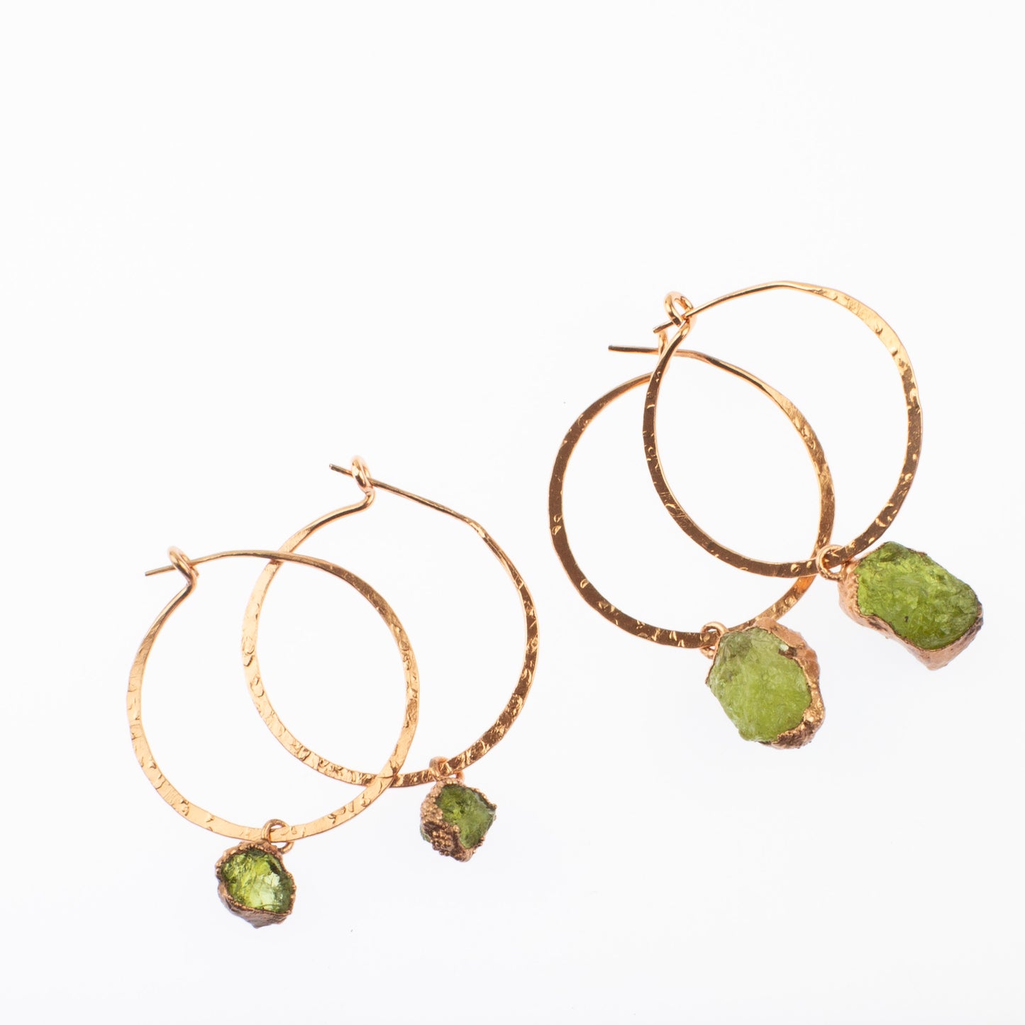 Medium Green Garnet Hoops