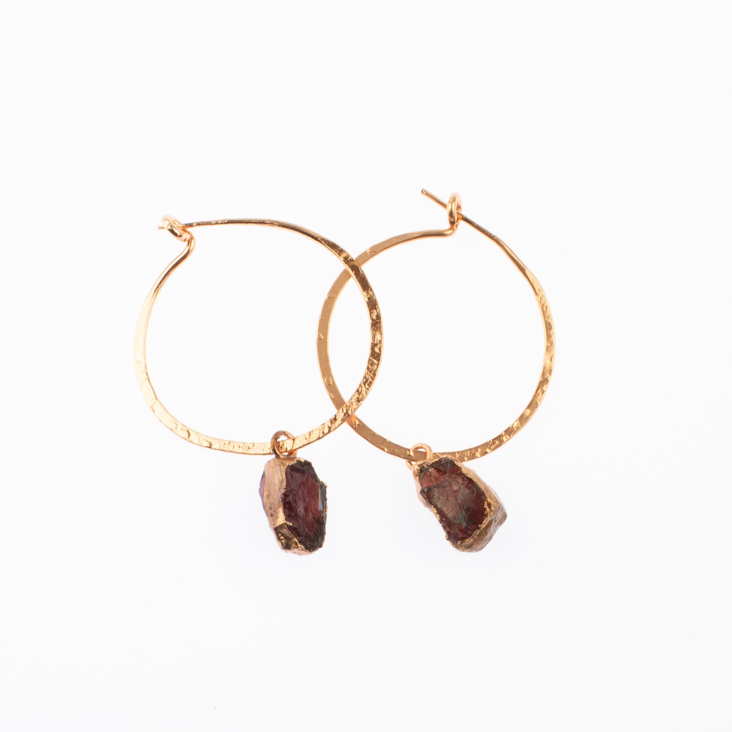 Medium Red Garnet Hoops