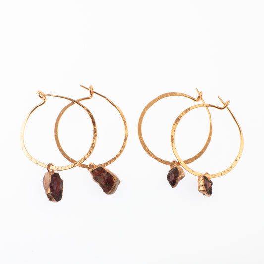 Medium Red Garnet Hoops