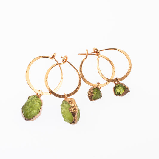Small Green Garnet Hoops