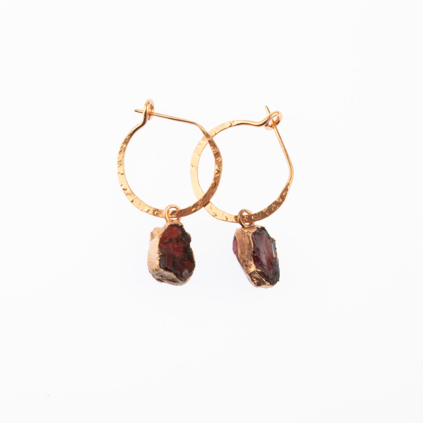 Small Red Garnet Hoops