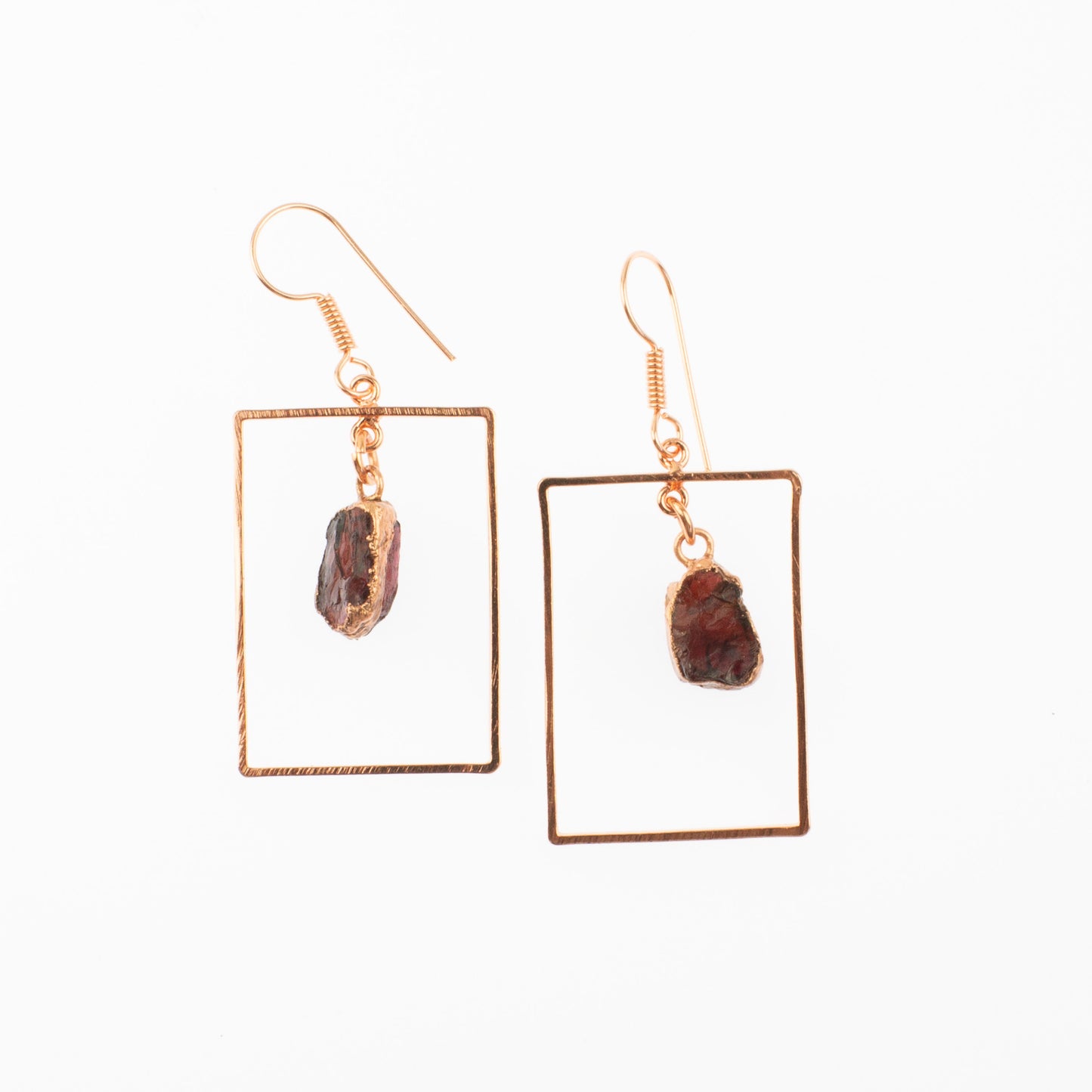 Red Garnet Rectangle Earrings
