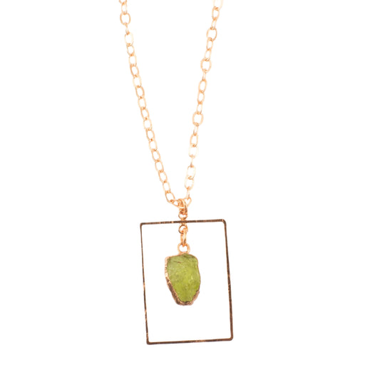 Green Garnet Rectangle Necklace