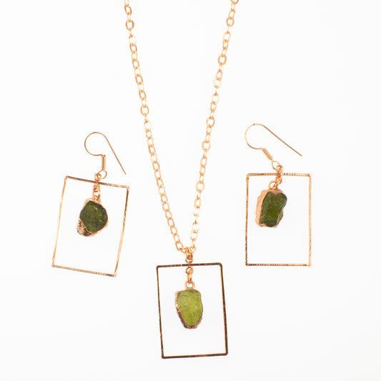 Green Garnet Rectangle Set