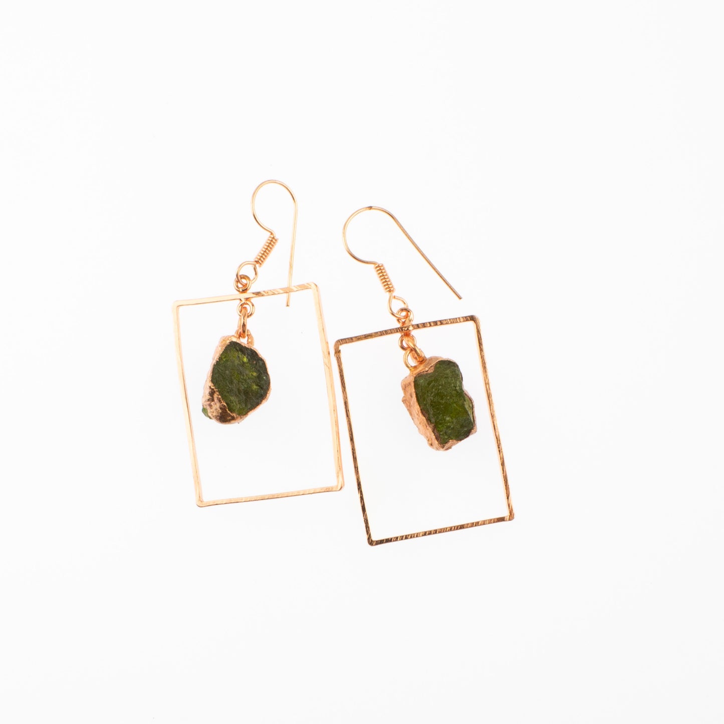 Green Garnet Rectangle Earrings