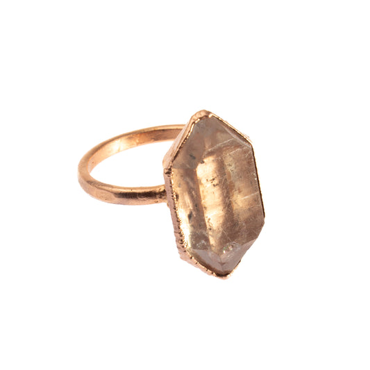 XLarge Herkimer Diamond Solitaire Ring, Vertical (April Birthstone)