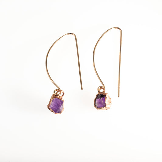Small Amethyst Long Dangly Earrings
