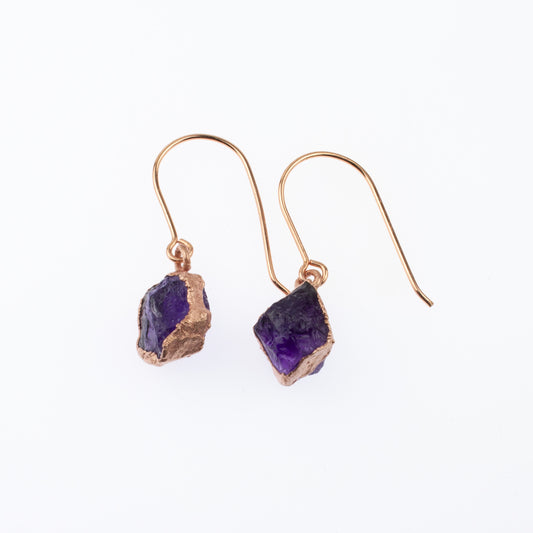 Large Amethyst Short Dangly Earrings