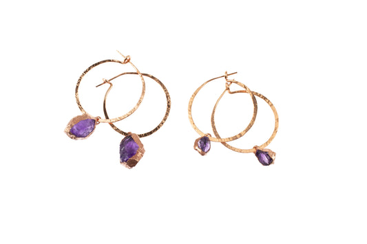 Medium Amethyst Hoops