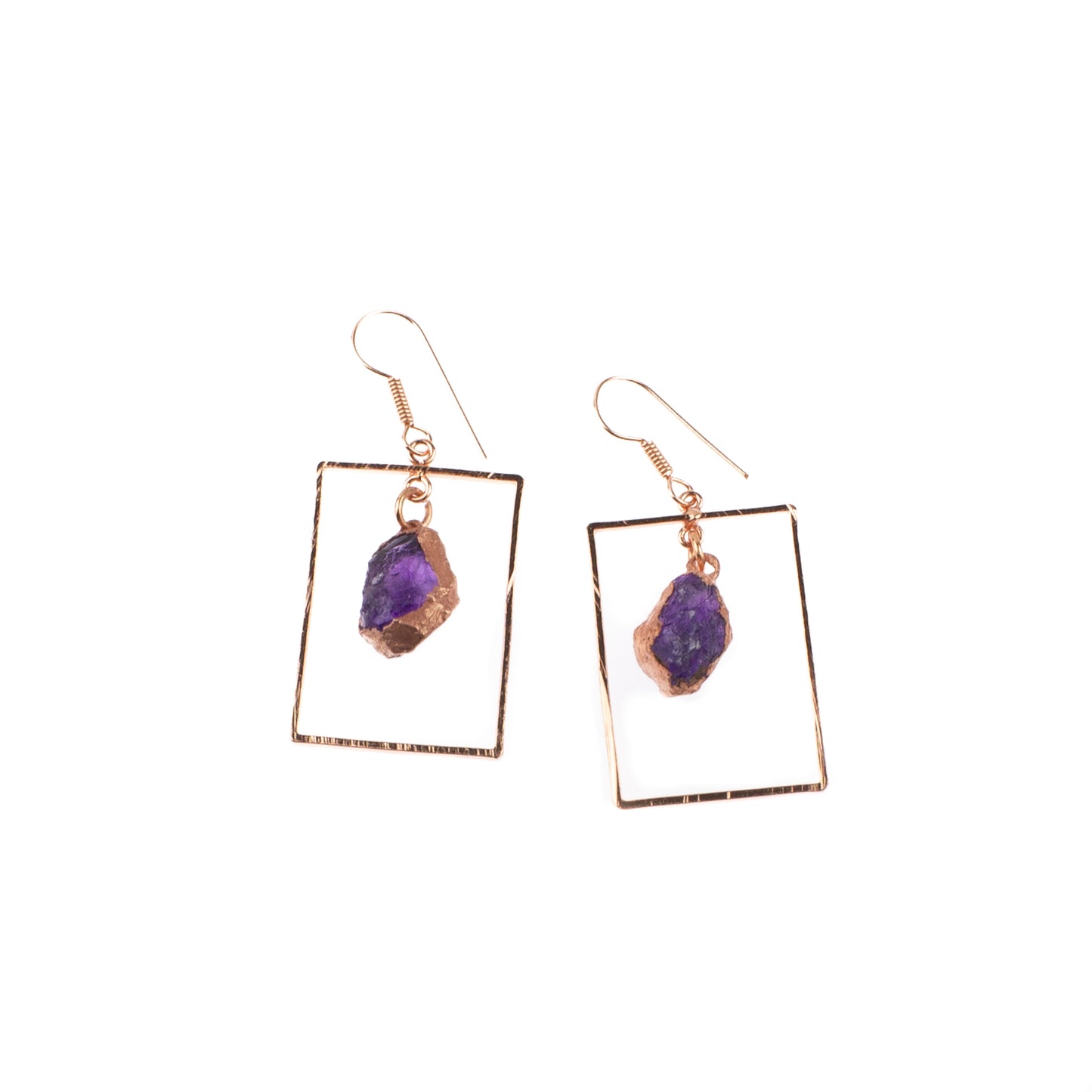 Amethyst Rectangle Earrings