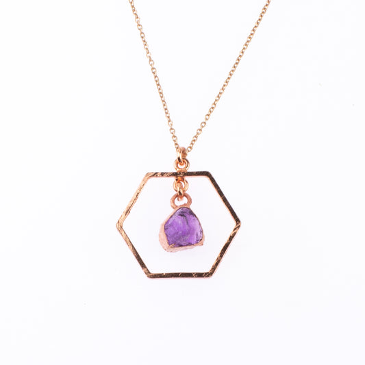 Amethyst Hexagon Necklace