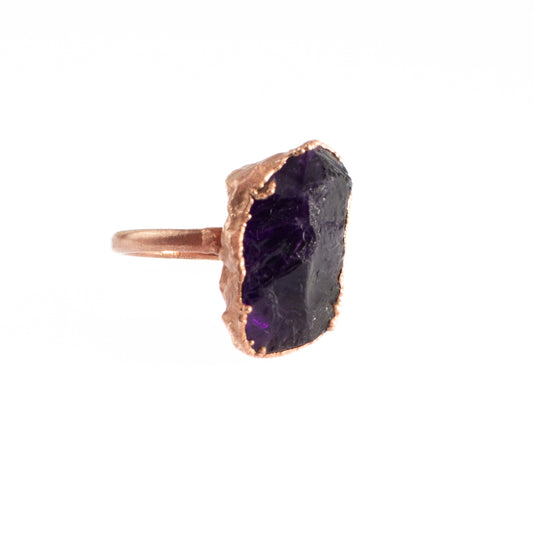 X Large Amethyst Ring, Vertical