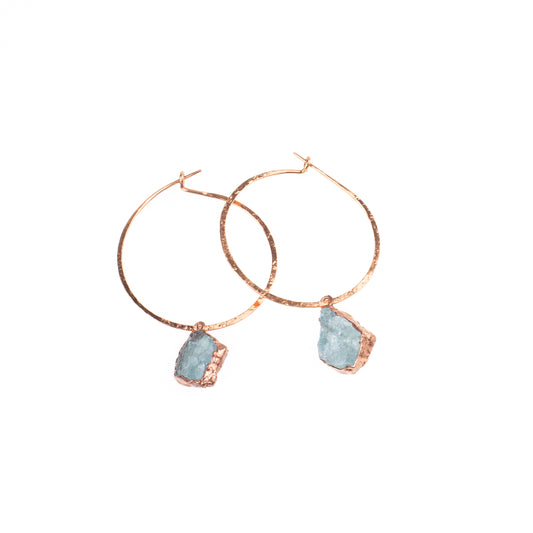 Large Aquamarine Hoops