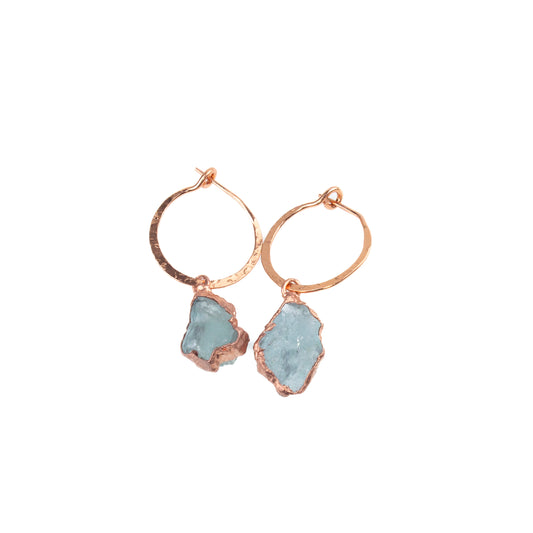 Small Aquamarine Hoops