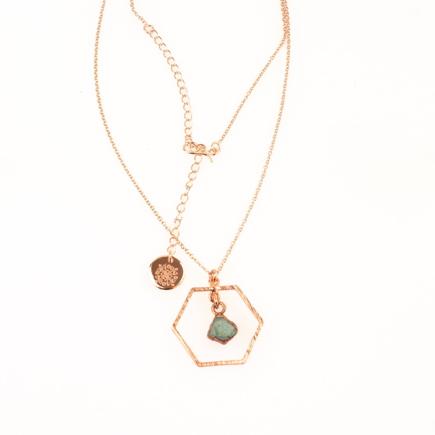 Aquamarine Hexagon Necklace