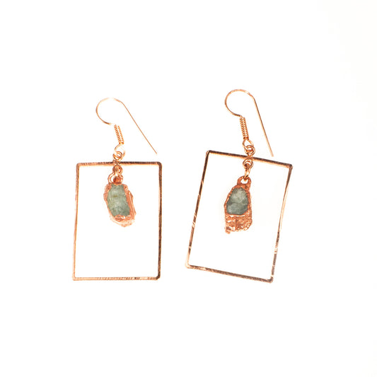 Aquamarine Rectangle  Earrings