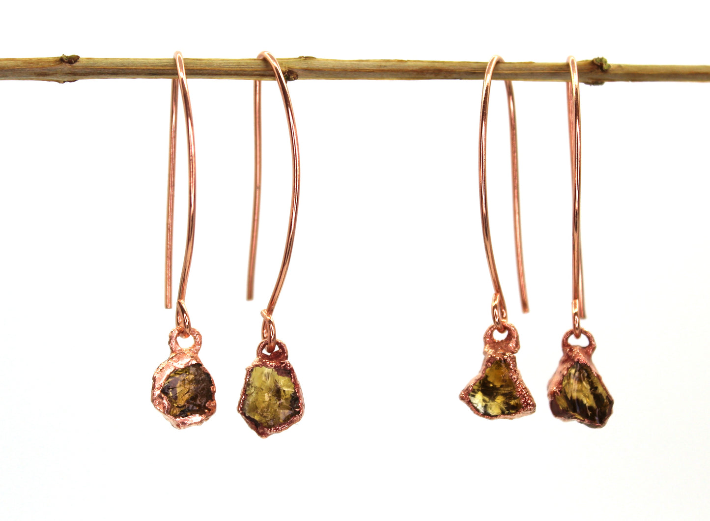 Small Birthstone Long Dangly Earrings