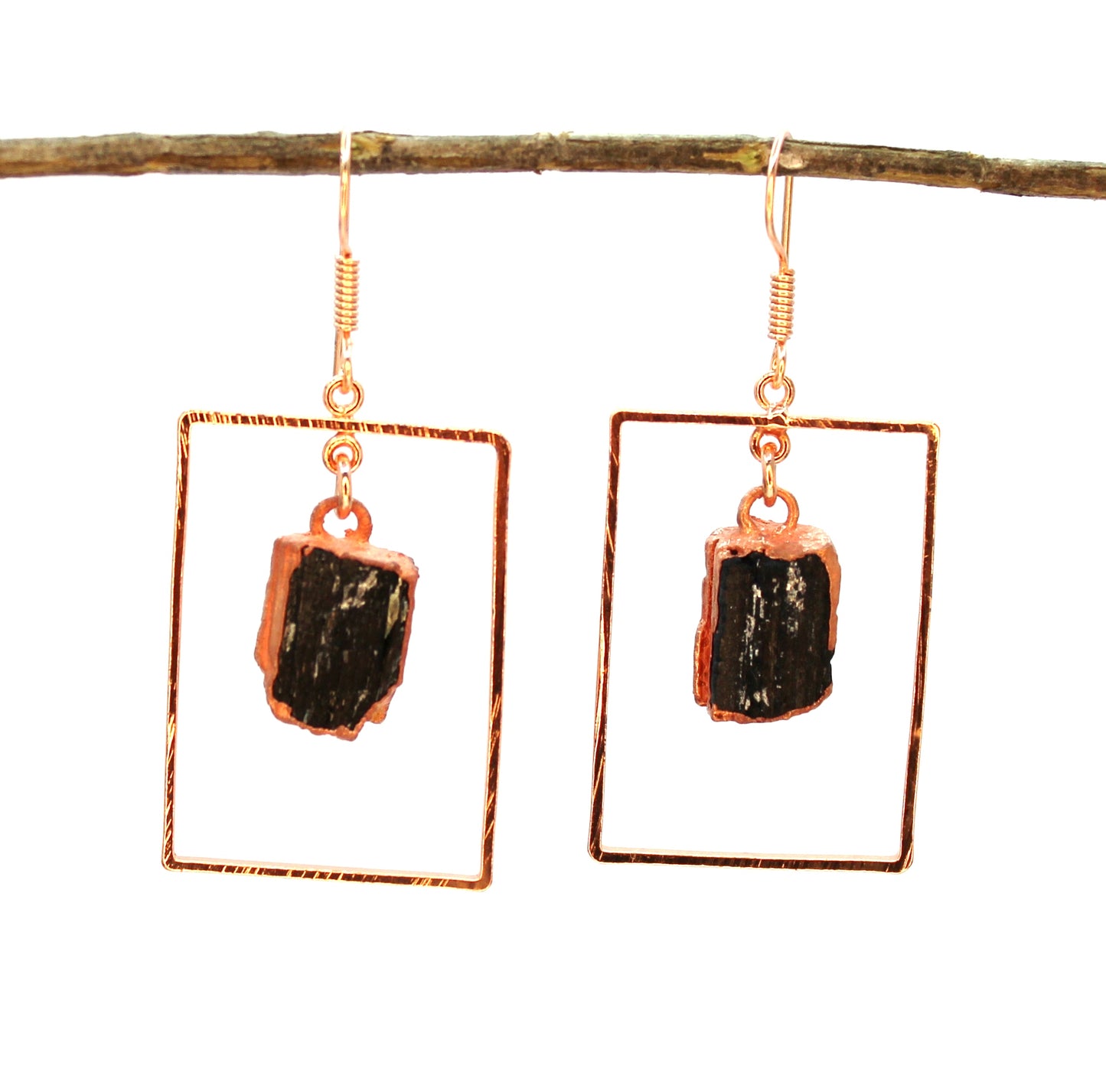 Black Tourmaline Rectangle Earrings