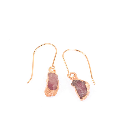 Large Pink Tourmaline Short Dangly Earrings