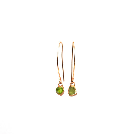 Small Peridot Long Dangly Earrings