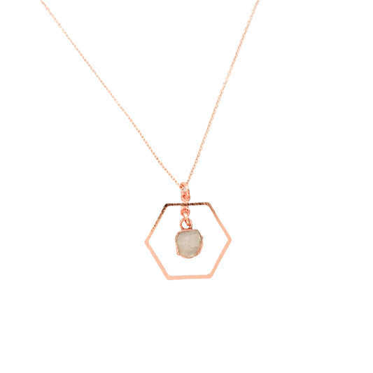 Moonstone Hexagon Gemstone Necklace