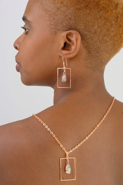 Moonstone Rectangle Earrings