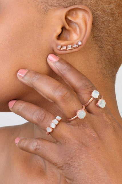 Birthstone Ear Climber Studs