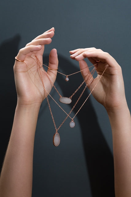 X Large Druzy Necklace, Vertical