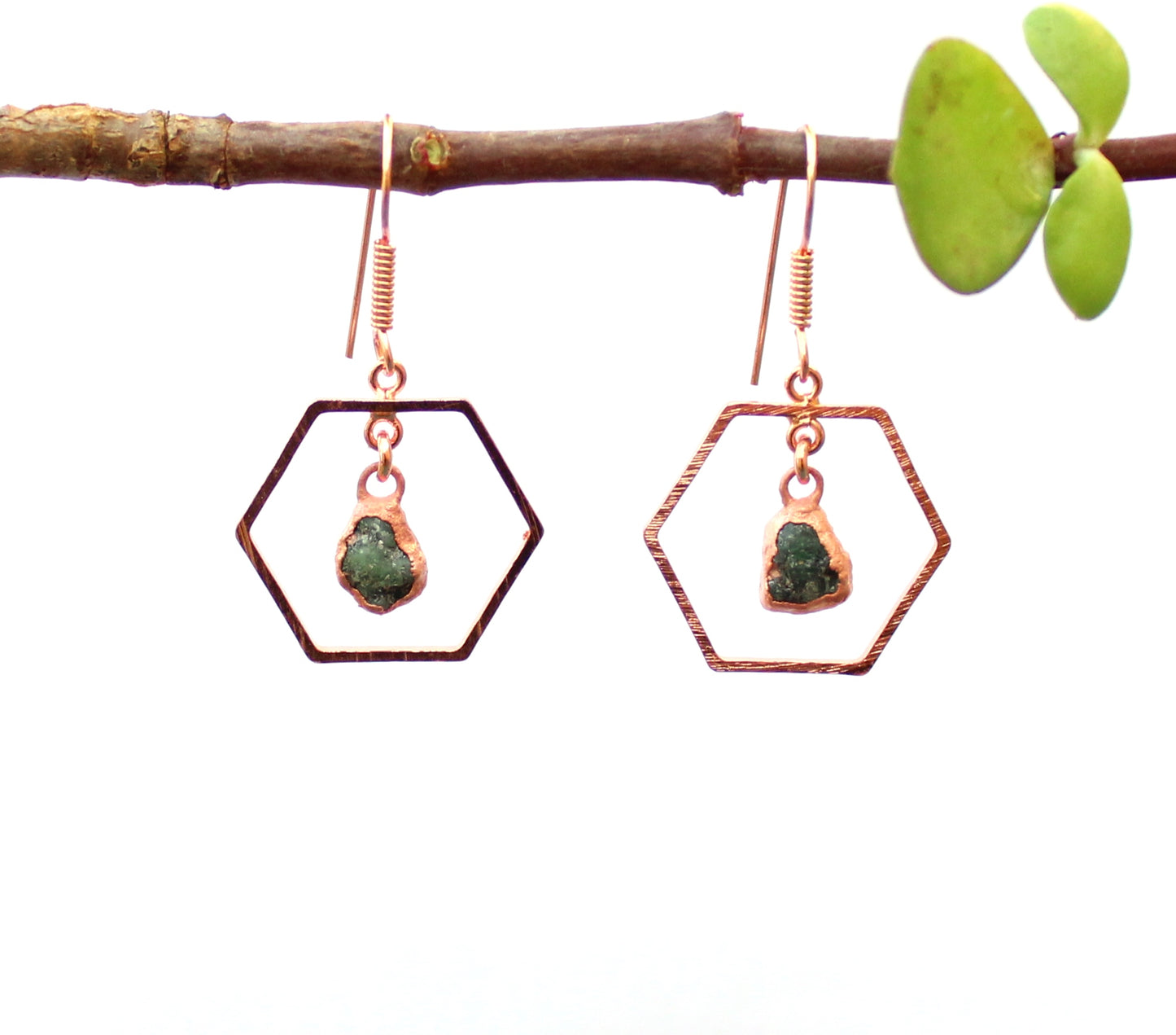 Emerald Hexagon Earrings