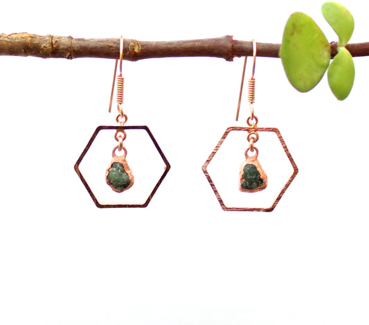 Emerald Hexagon Earrings