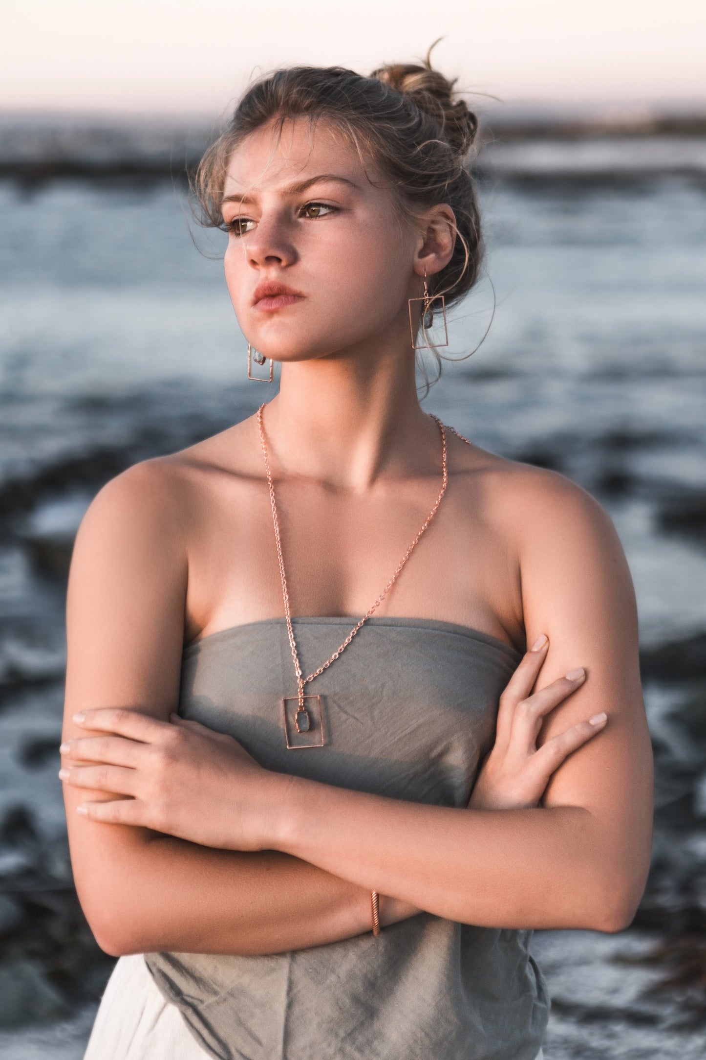 Aquamarine Rectangle Necklace