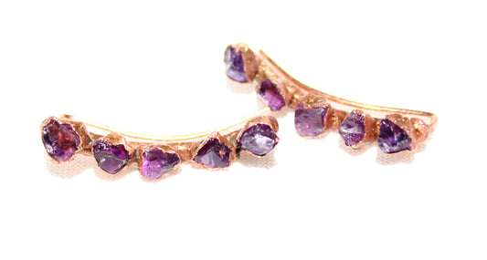 Amethyst Ear Climber Studs