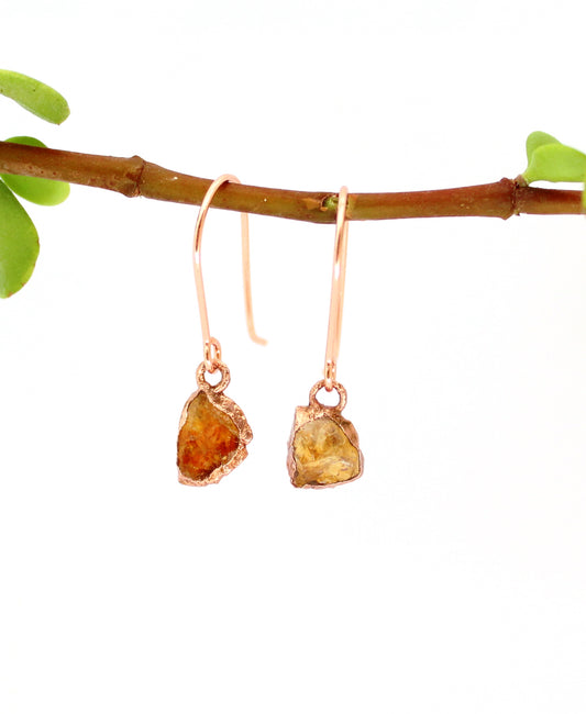 Small Citrine Short Dangly Earrings