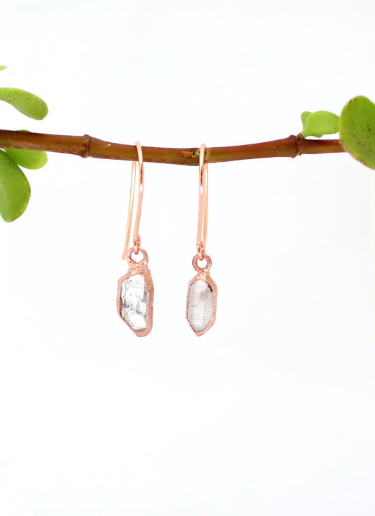Large Herkimer Diamond Short Dangly Earrings