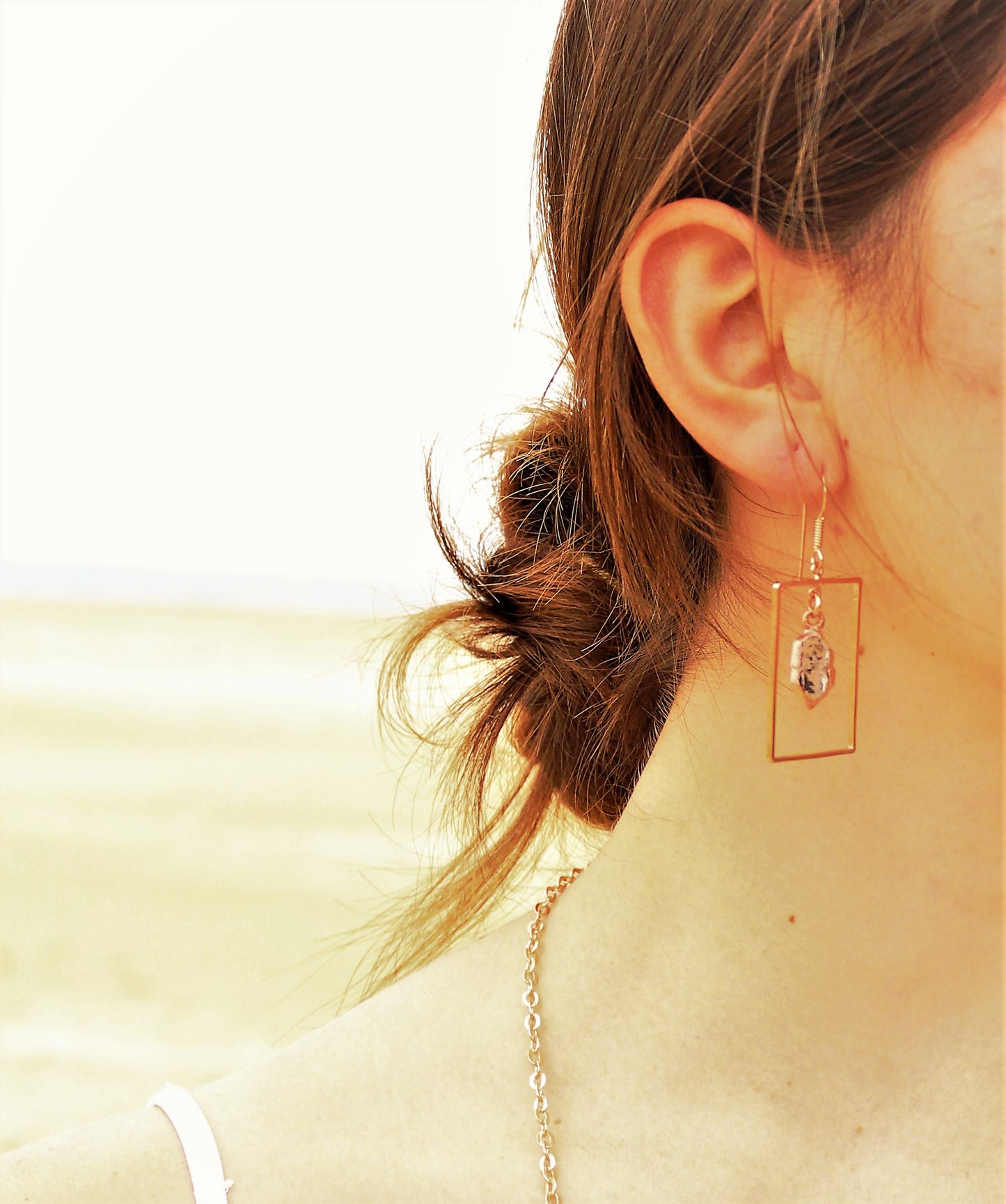 Herkimer Diamond Rectangle Earrings