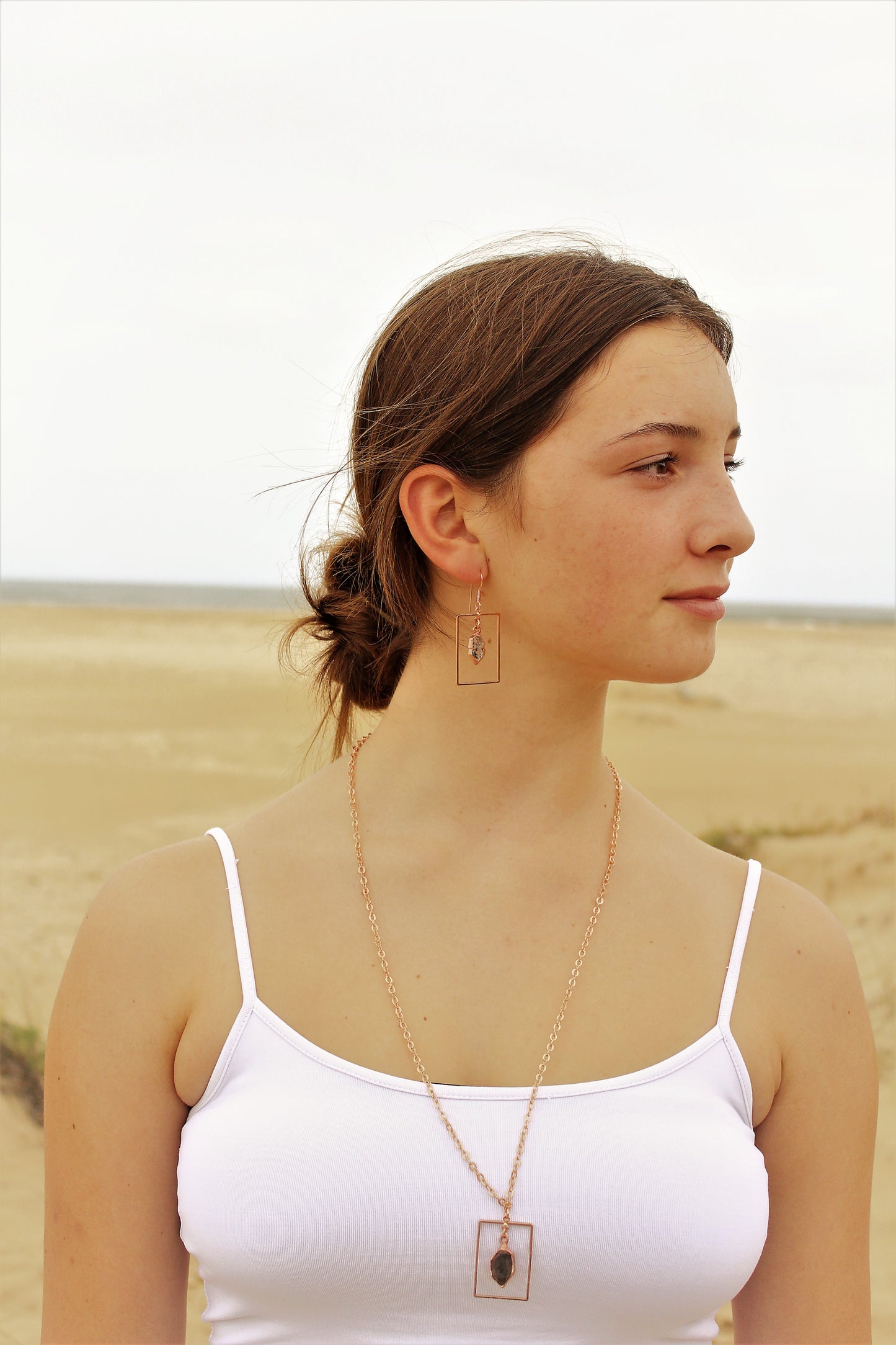 Herkimer Diamond Rectangle Necklace