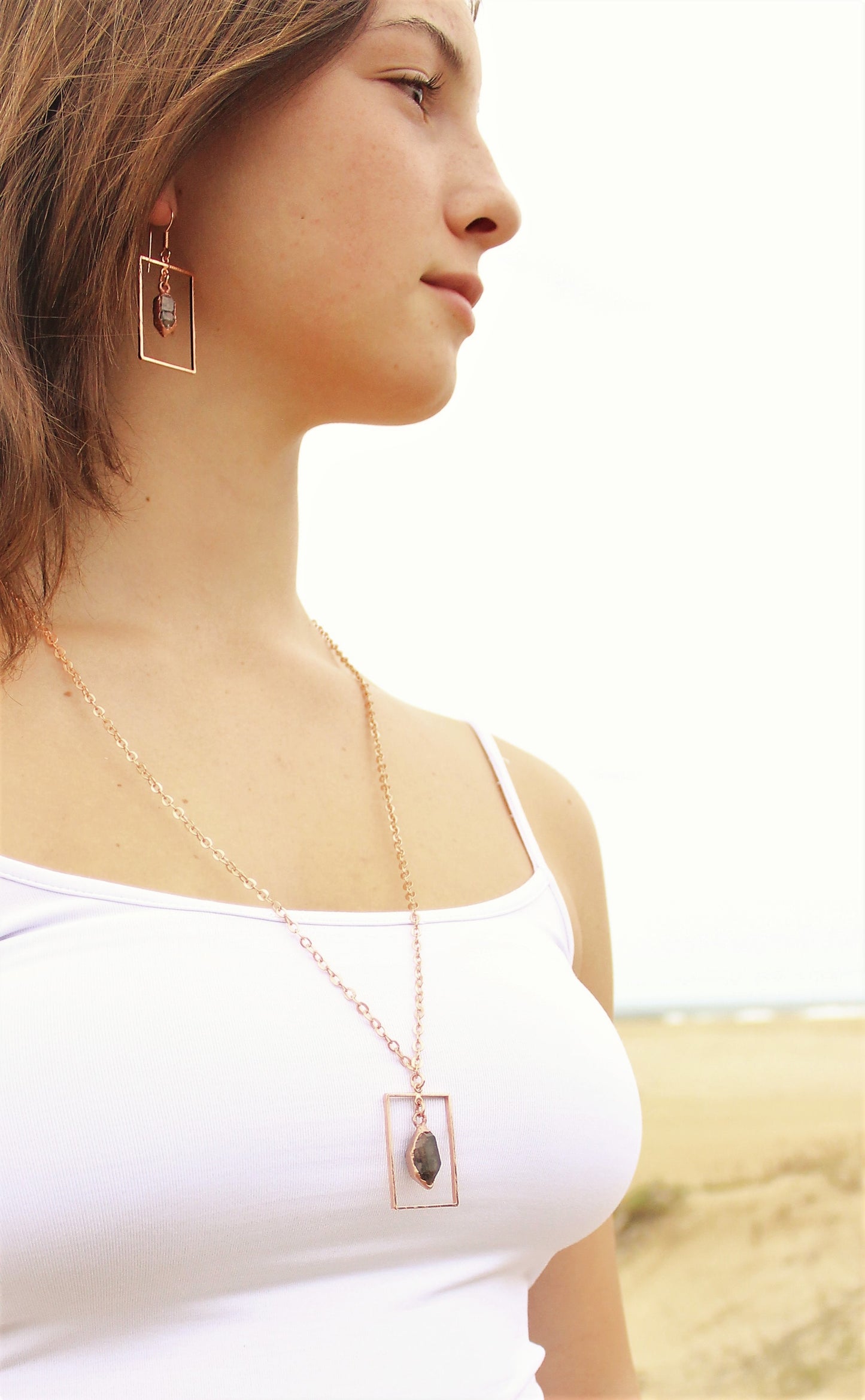 Herkimer Diamond Rectangle Earrings