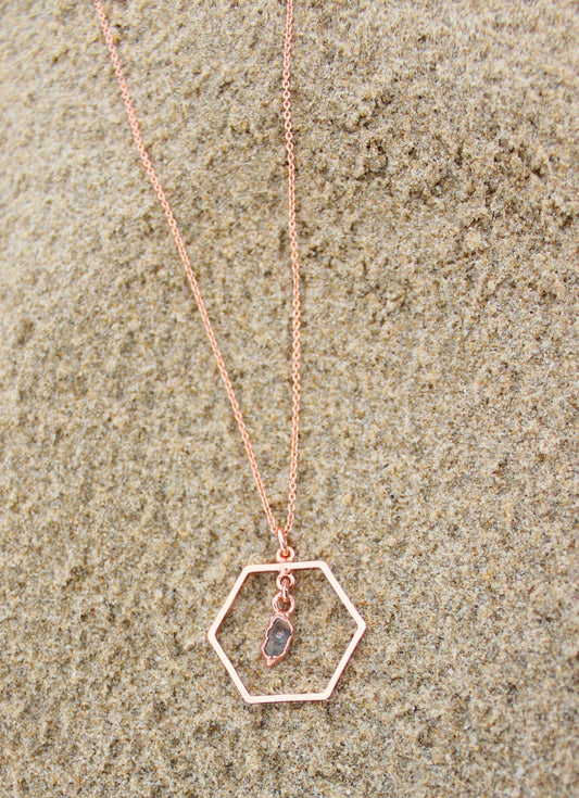 Herkimer Diamond Hexagon Necklace