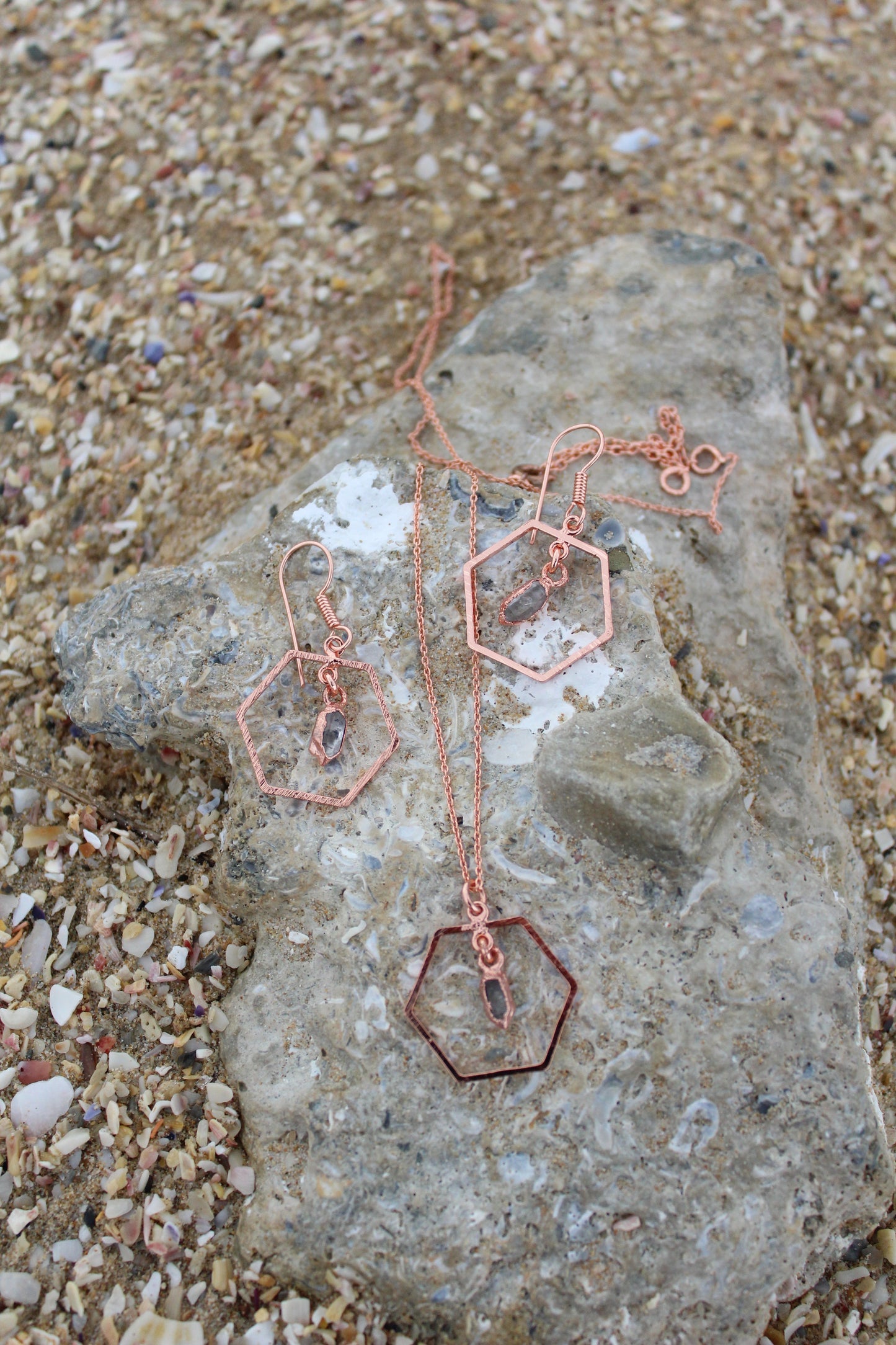 Herkimer Diamond Hexagon Earrings