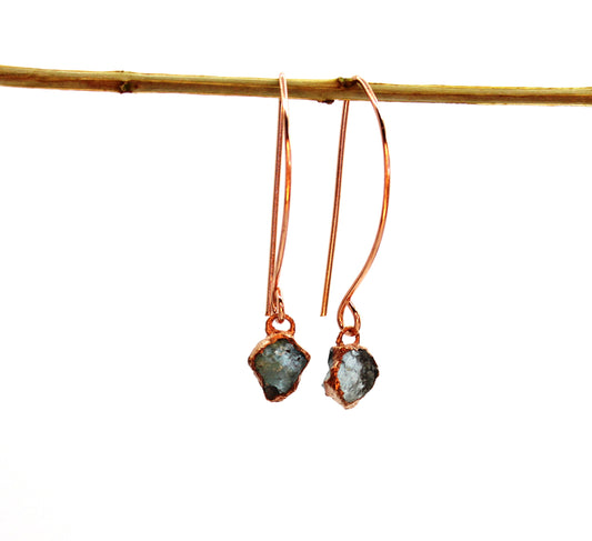 Small Aquamarine Long Dangly Earrings