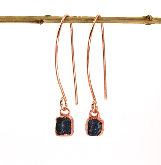 Small Sapphire Long Dangly Earrings