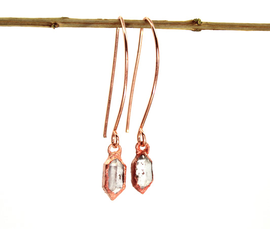 Small Herkimer Diamond Long Dangly Earrings