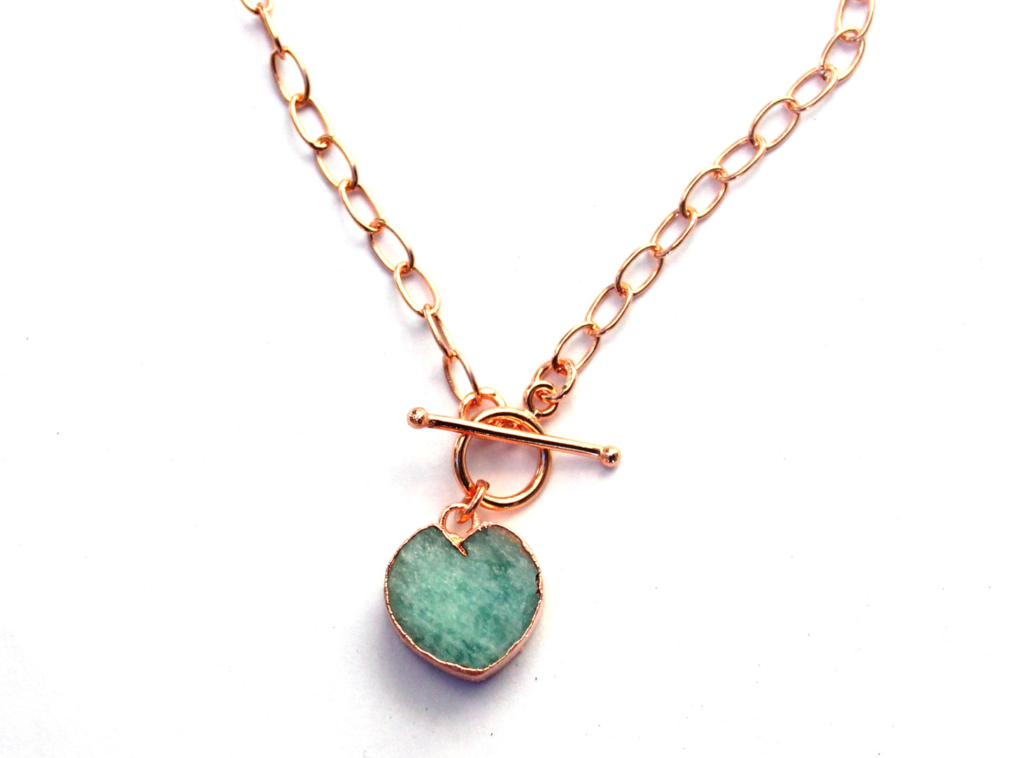 Large Amazonite Heart on Toggle clasp Chain