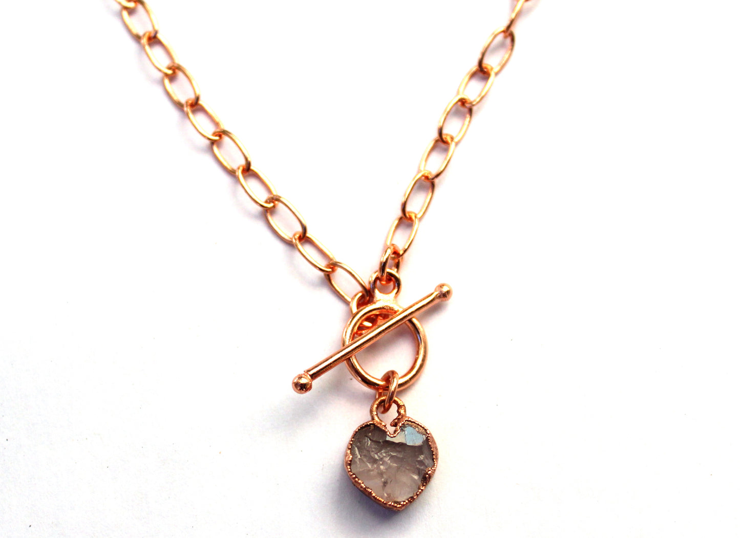 Small Rose Quartz Heart on Toggle Clasp Chain