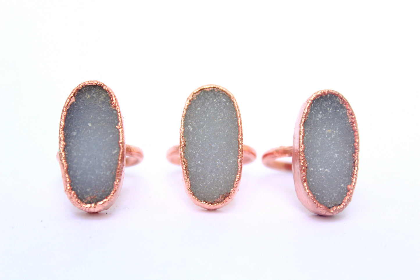 X-Large Oval Druzy Solitaire Ring (Vertical)