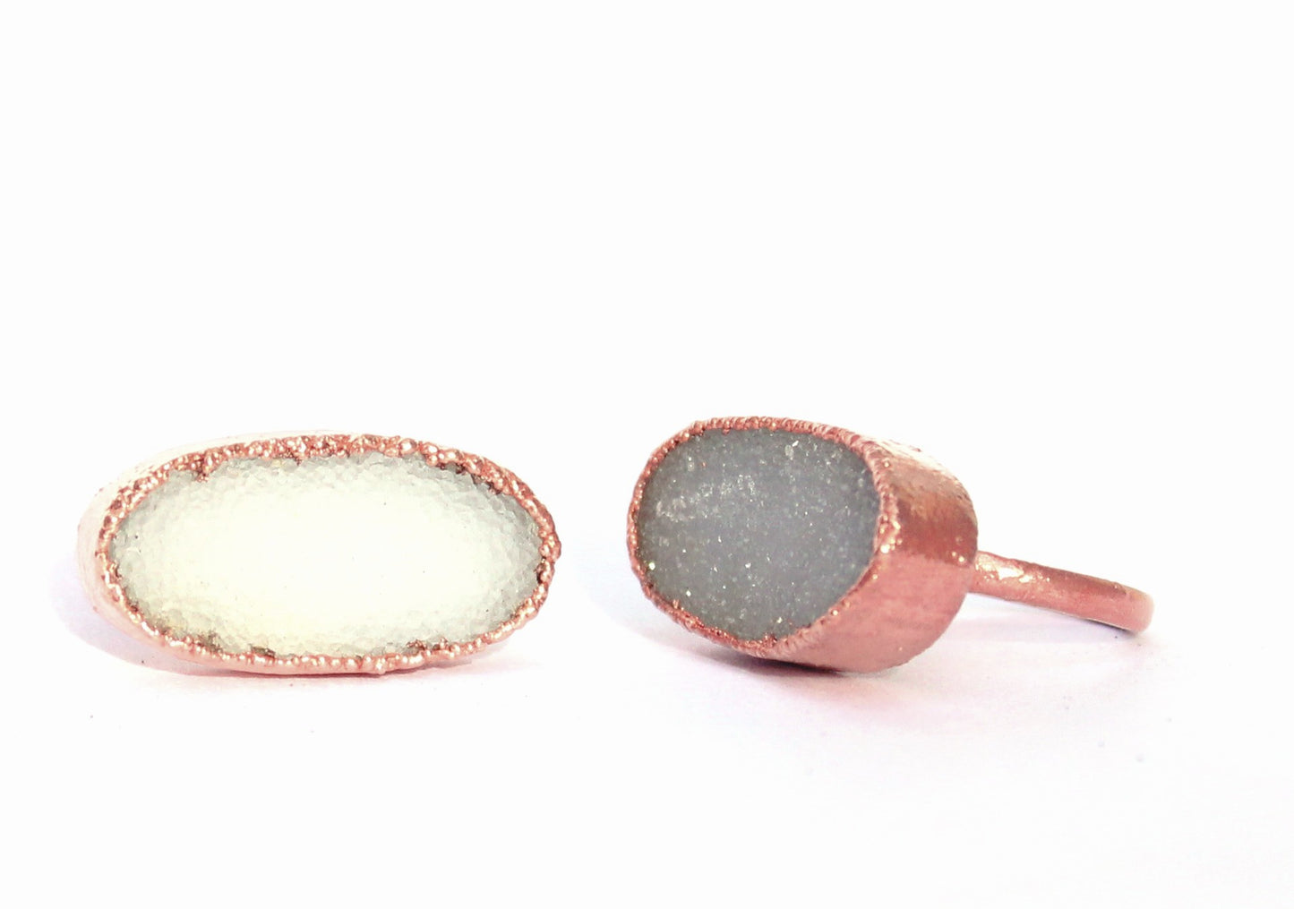 X-Large Oval Druzy Solitaire Ring (Horizontal)