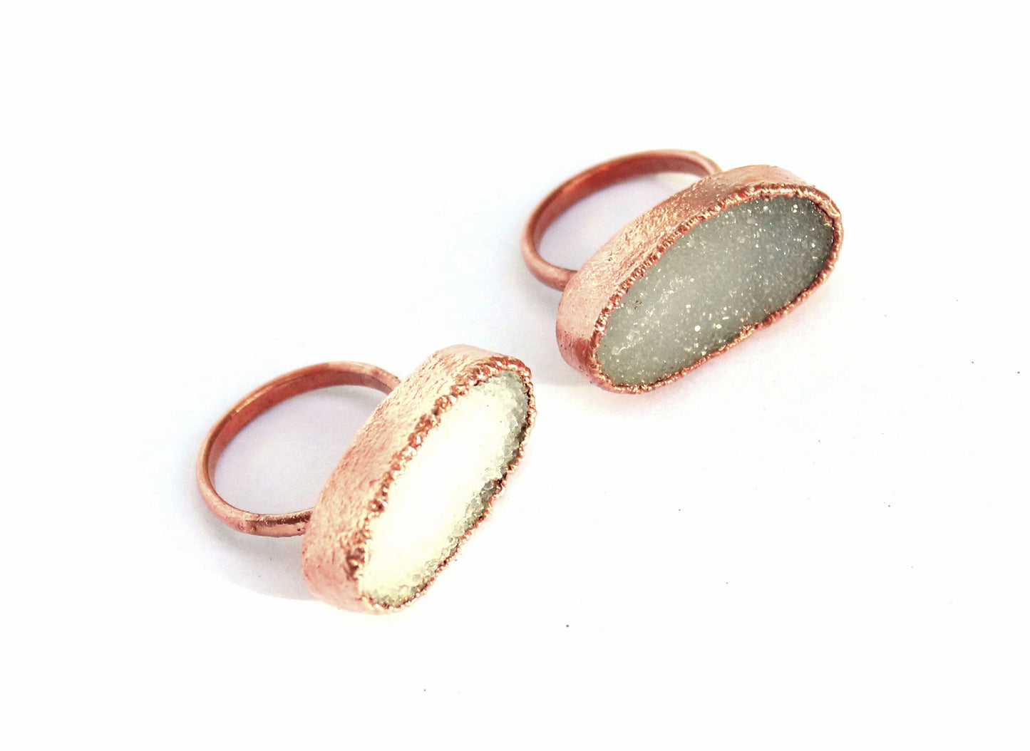 X-Large Oval Druzy Solitaire Ring (Horizontal)