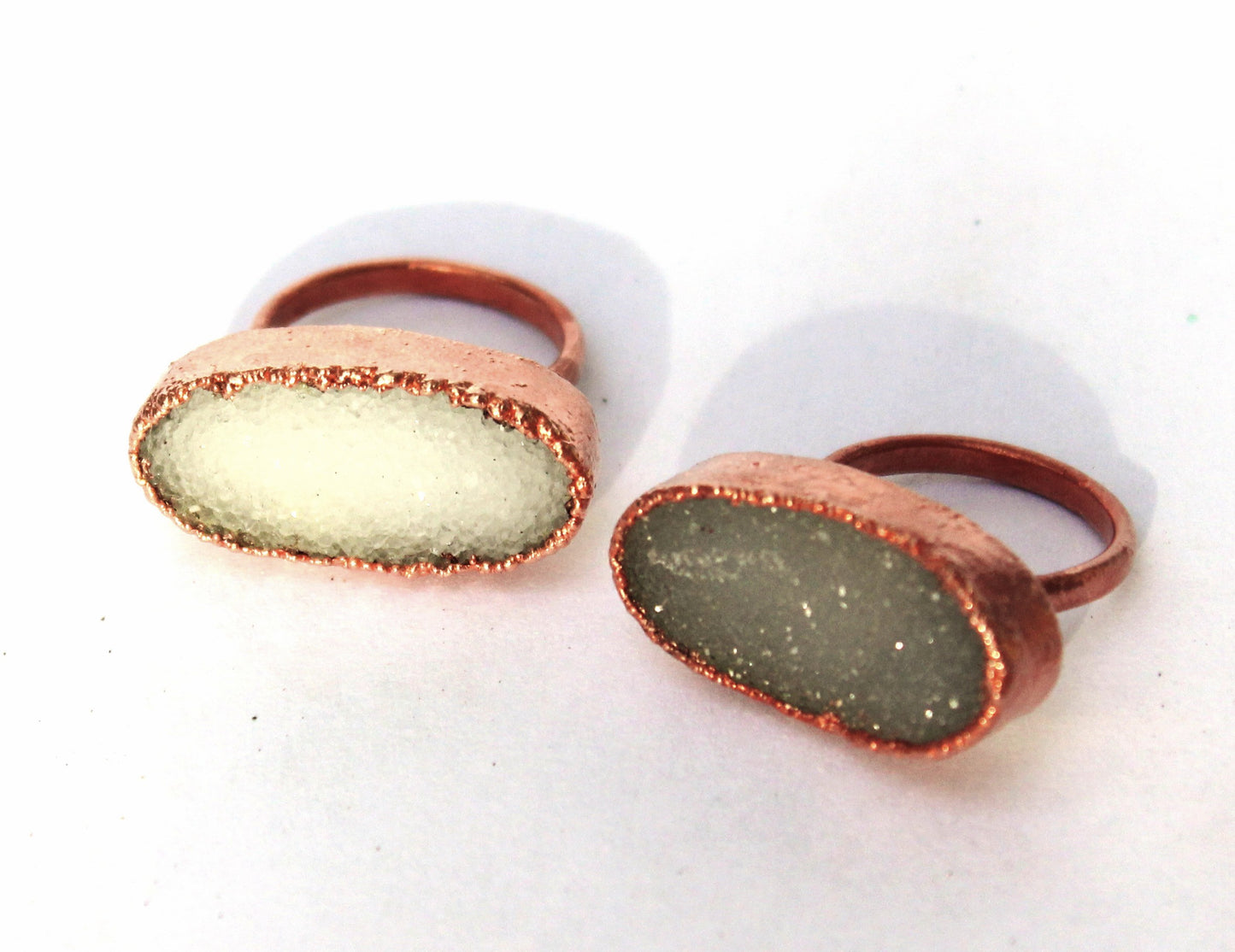 X-Large Oval Druzy Solitaire Ring (Horizontal)